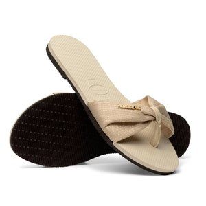 NEW Havaianas You St. Tropez sandal 7 shine gold